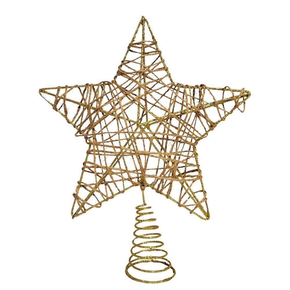 Estrela Ponteira Aramada Tridimensional Dourado Rústico Espiral 29cm - Magizi - 5