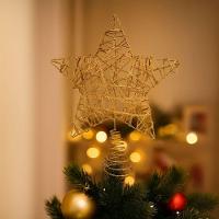 Estrela Ponteira Aramada Tridimensional Dourado Rústico Espiral 29cm - Magizi - 2