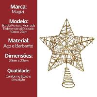Estrela Ponteira Aramada Tridimensional Dourado Rústico Espiral 29cm - Magizi - 8
