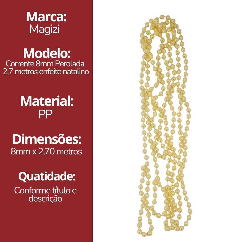 Corrente Perolada Decorativa Bolinhas Peroladas 8mm X 2,7 Metros - Magizi - 7