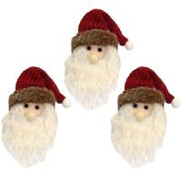 Kit 3 Pelúcias Carinha Papai Noel Scotch Pendente Gorro Crochê 13cm - Magizi - 1