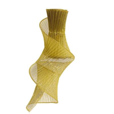 Fita Aramada Natal Dourada Plissada 12cm X 1,8m Luxo Para Laços E árvores