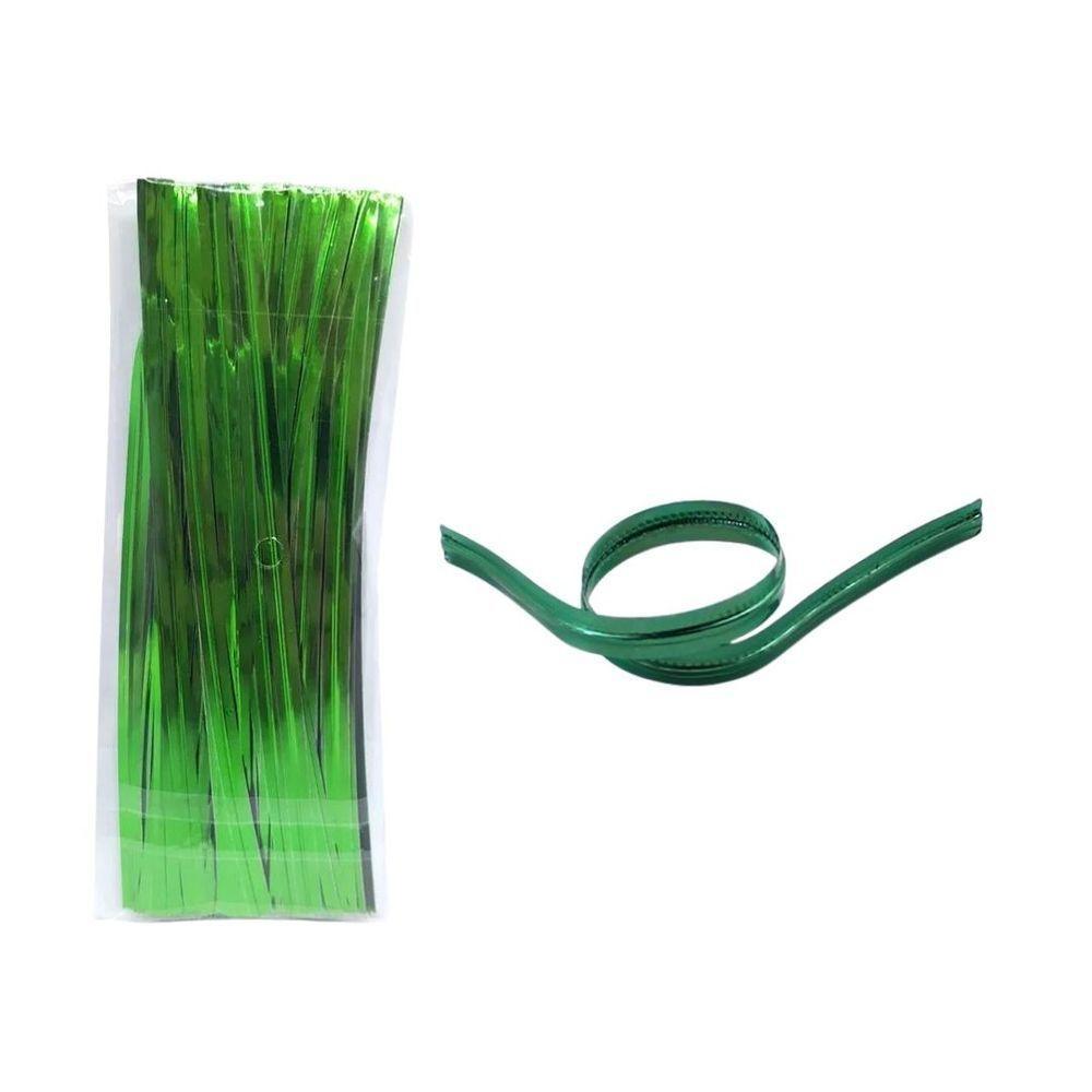 Jogo 200 Fecho Prático Aramado Flexível Verde 11cm X 4mm - Magizi - 8