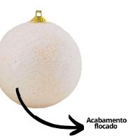 Jogo 6 Bolas De Natal Rosê Mistas Glitter E Flocada Luxo 8cm - Master Christmas - 6