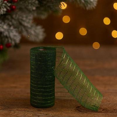 Tela Decorativa Natal Malha Tule Sisal Verde Fosco Premium 15cm X 5 Metros