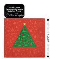 Kit Guardanapo De Natal Estampado Vermelho Pinheiro Verde 33x33cm Folha Dupla Prime 40 Unidades