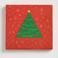 Kit Guardanapo De Natal Estampado Vermelho Pinheiro Verde 33x33cm Folha Dupla Prime 40 Unidades - 5
