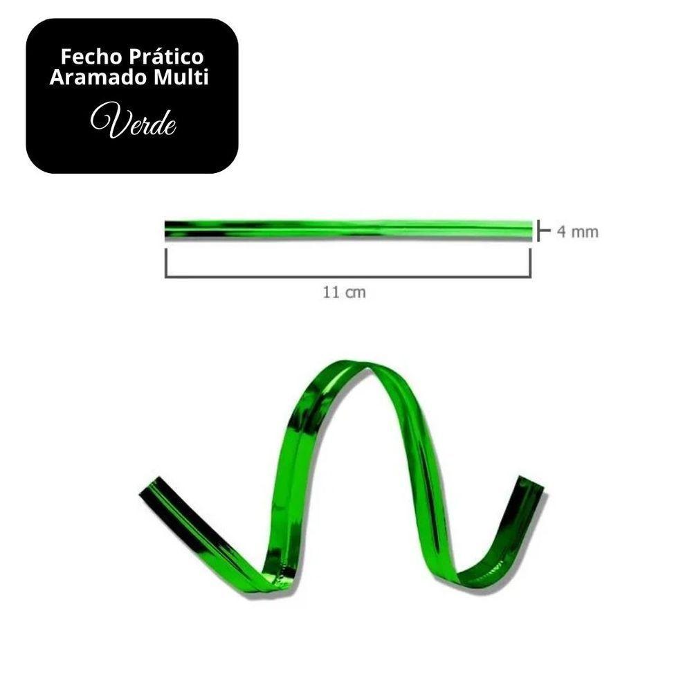 Jogo Fecho Prático Aramado Flexível Verde 100 Unidades 11cm - Magizi - 5