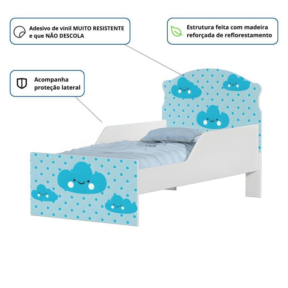 Cama Infantil Tick Nuvens Meninos Com Colchão - 2