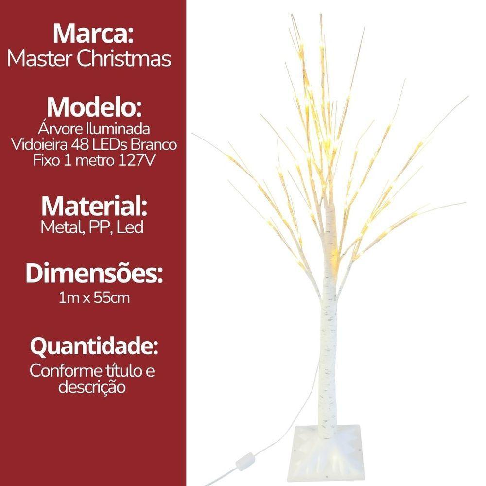 Árvore Vidoeira Iluminada 1 Metro 48 Leds Branco Quente Fixo 127v Base Reforçada - 9