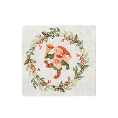 Guardanapo De Natal Estampado Folhagens Azevinhos 25x25cm Folha Dupla Prime Pacote 20 Unidades