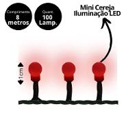 Pisca Sequencial Cerejinha Natal Led Vermelho 100 Lâmpadas 127v 8 Funções - 5