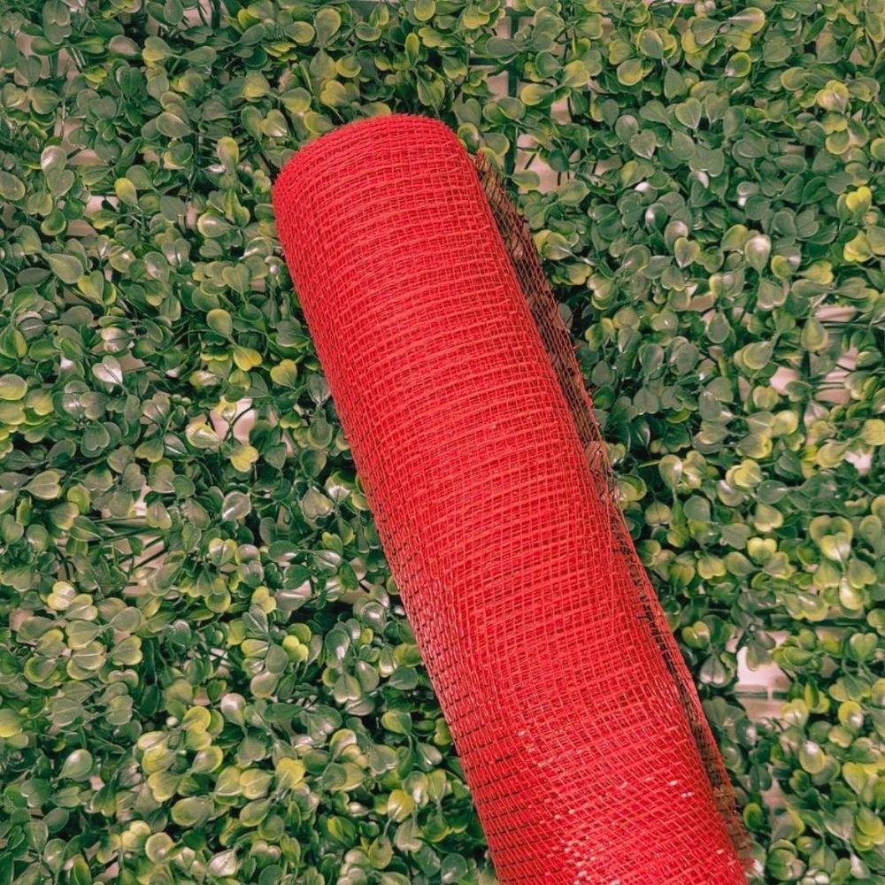 Tela Decorativa Natal Malha Tule Trançado Vermelho 52cm X 5m Brilhante Premium - 8