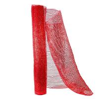 Tela Decorativa Natal Malha Tule Trançado Vermelho 52cm X 5m Brilhante Premium - 1