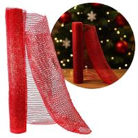 Tela Decorativa Natal Malha Tule Trançado Vermelho 52cm X 5m Brilhante Premium - 2