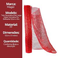 Tela Decorativa Natal Malha Tule Trançado Vermelho 52cm X 5m Brilhante Premium - 7