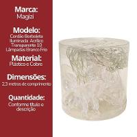 Cordão Iluminado Borboleta Acrílico Transparente 10 Lâmpadas Led Branco Frio 2,3m - 6