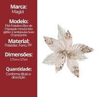 Kit 3 Flores Bico De Papagaio Luxo Champanhe Mescla Veludo Glitter 23cm - 7