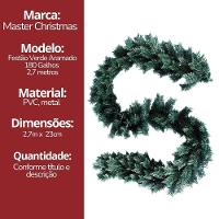 Jogo 2 Festão Verde Aramado Prime 180 Galhos 2,7 Metros X 23cm - Master Christmas - 8