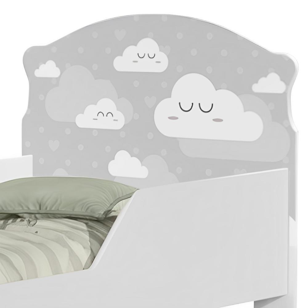 Cama Infantil Tick Nuvens Cinza Com Colchão - 2