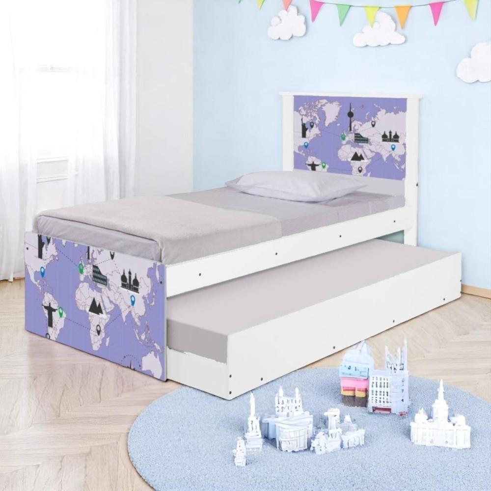 Bi Cama Juvenil Zap Com Cabeceira Mapa Viagens - 1