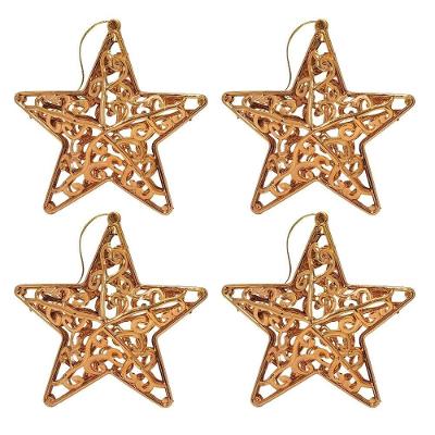 Kit 4 Estrelas Tridimensional Arabesco Bronze Metalizado 10cm - Magizi