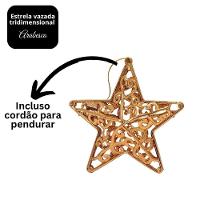 Kit 4 Estrelas Tridimensional Arabesco Bronze Metalizado 10cm - Magizi - 5