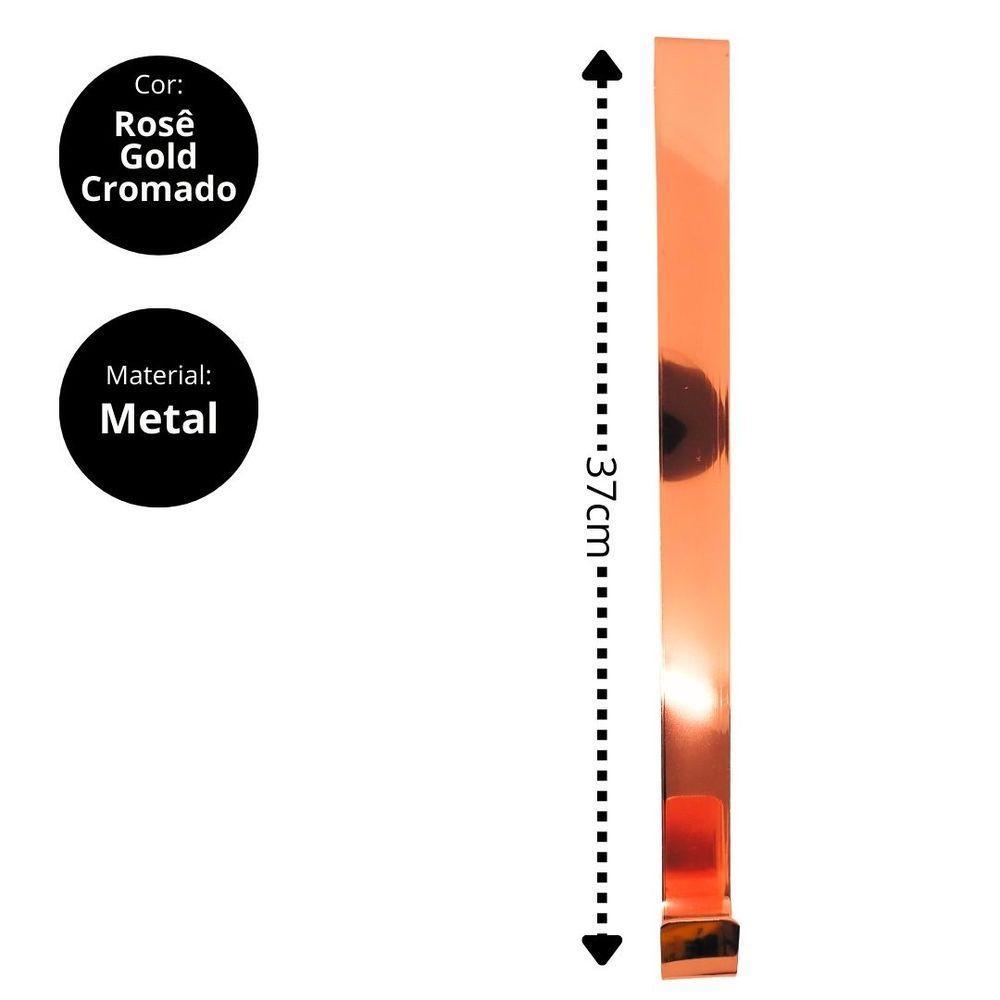 Jogo 2 Suportes Para Guirlanda Metal Rosê Metalizado 37cm Encaixe Porta - Magizi - 6