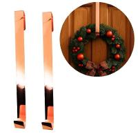 Jogo 2 Suportes Para Guirlanda Metal Rosê Metalizado 37cm Encaixe Porta - Magizi - 1