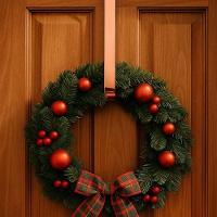 Jogo 2 Suportes Para Guirlanda Metal Rosê Metalizado 37cm Encaixe Porta - Magizi - 2