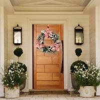 Jogo 2 Suportes Para Guirlanda Metal Rosê Metalizado 37cm Encaixe Porta - Magizi