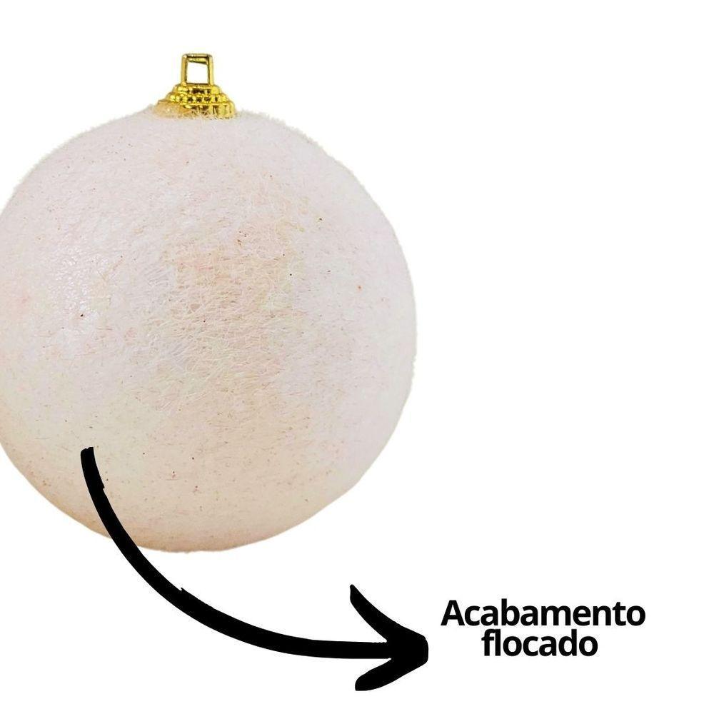 Jogo 12 Bolas De Natal Rosê Mistas Glitter E Flocada Luxo 8cm - Master Christmas - 6