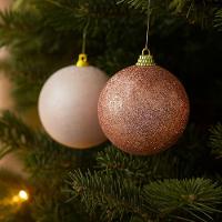 Jogo 12 Bolas De Natal Rosê Mistas Glitter E Flocada Luxo 8cm - Master Christmas - 2