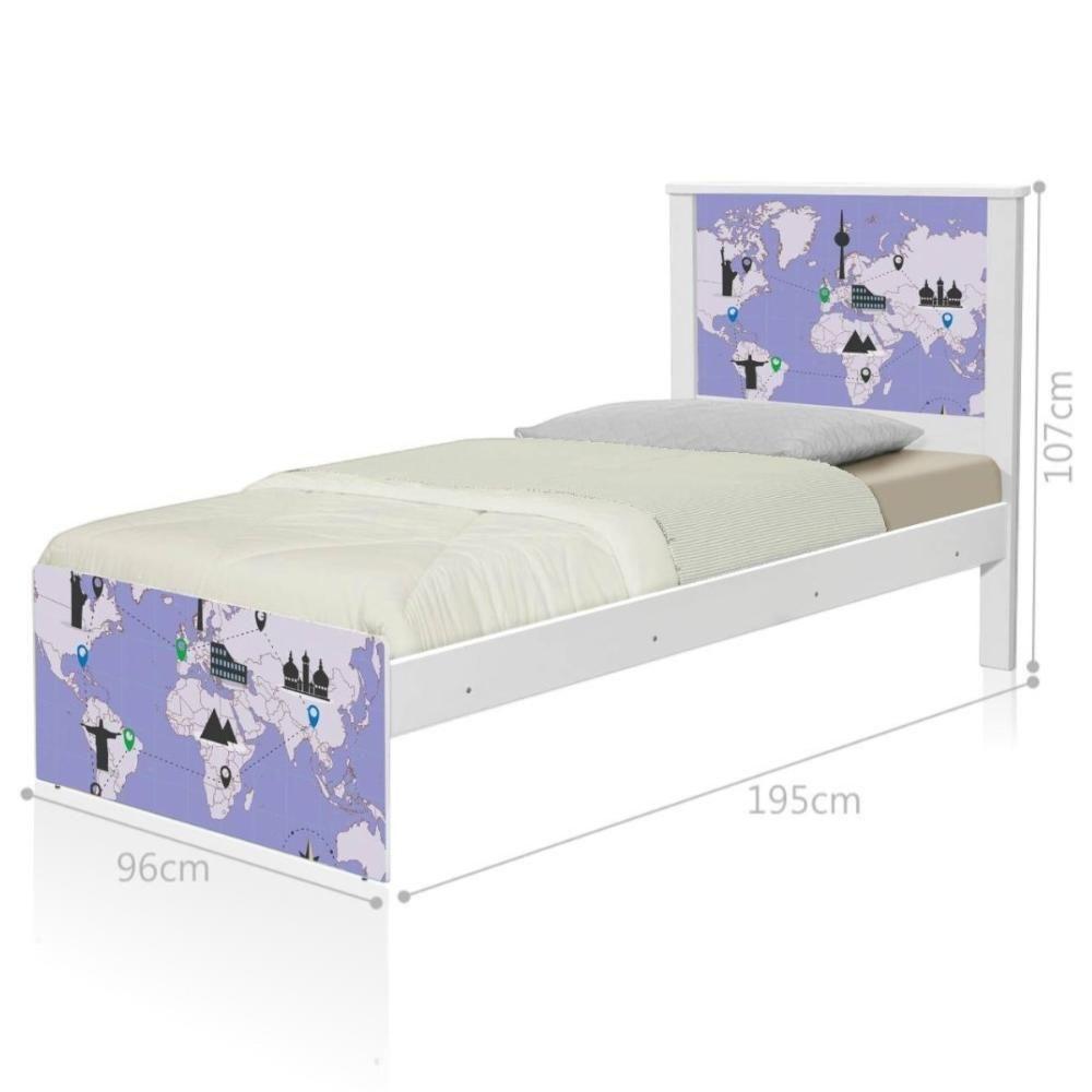 Cama Juvenil Zap Com Cabeceira Mapa Viagens - 2
