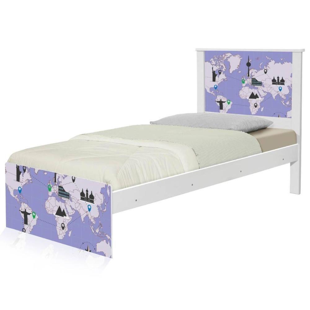 Cama Juvenil Zap Com Cabeceira Mapa Viagens - 6