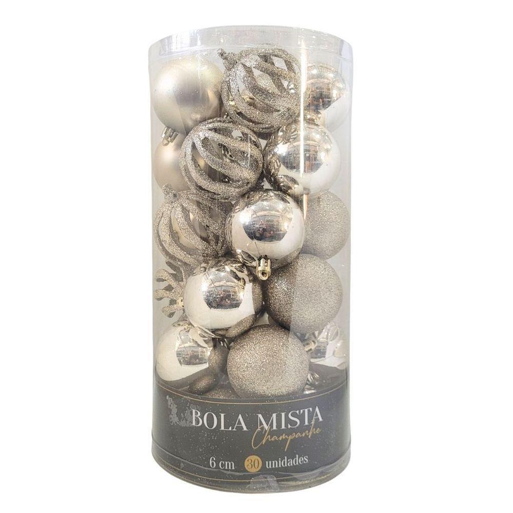 Conjunto 30 Bolas De Natal Champanhe Luxo Multi-texturas 6cm Glitter, Fosca, Lisa E Vazado Arabesco - 1