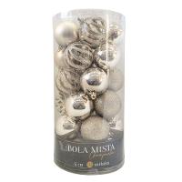 Conjunto 30 Bolas De Natal Champanhe Luxo Multi-texturas 6cm Glitter, Fosca, Lisa E Vazado Arabesco - 1