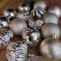 Conjunto 30 Bolas De Natal Champanhe Luxo Multi-texturas 6cm Glitter, Fosca, Lisa E Vazado Arabesco - 3