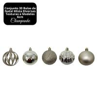 Conjunto 30 Bolas De Natal Champanhe Luxo Multi-texturas 6cm Glitter, Fosca, Lisa E Vazado Arabesco - 5