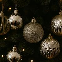 Conjunto 30 Bolas De Natal Champanhe Luxo Multi-texturas 6cm Glitter, Fosca, Lisa E Vazado Arabesco - 7
