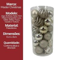 Conjunto 30 Bolas De Natal Champanhe Luxo Multi-texturas 6cm Glitter, Fosca, Lisa E Vazado Arabesco - 8