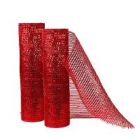 Jogo 2 Telas Decorativa Natal Malha Tule Trançado Vermelha Premium 25cm X 5 Metros - 1