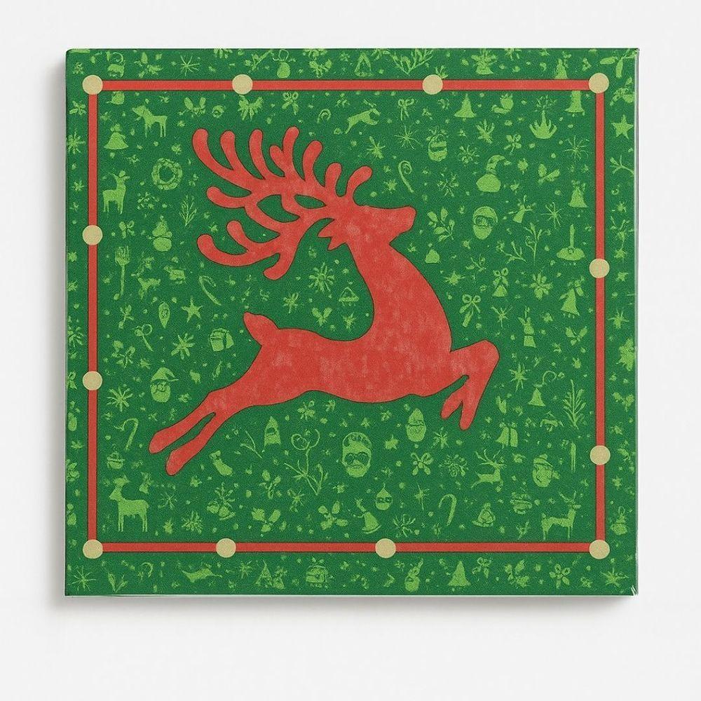 Guardanapo De Natal Estampado Rena Verde E Vermelho 33x33cm Folha Dupla Prime Pacote 20 Unidades - 5