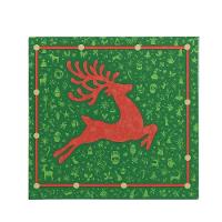 Guardanapo De Natal Estampado Rena Verde E Vermelho 33x33cm Folha Dupla Prime Pacote 20 Unidades - 1