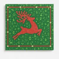 Guardanapo De Natal Estampado Rena Verde E Vermelho 33x33cm Folha Dupla Prime Pacote 20 Unidades - 5