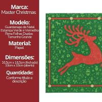 Guardanapo De Natal Estampado Rena Verde E Vermelho 33x33cm Folha Dupla Prime Pacote 20 Unidades - 8