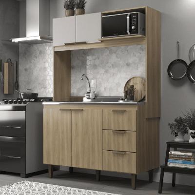 Cozinha Compacta Sofia Dourado/fumê 3 Gavetas 2 Portas Com Aéreo E Espaço Para Micro-ondas J Carvalho