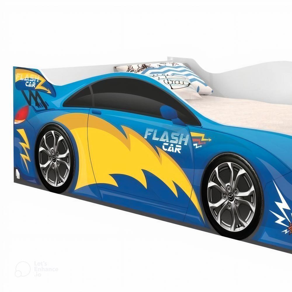 Cama Carro Solteiro Joy Menino Azul Solteiro Com Colchão - 5
