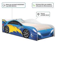Cama Carro Solteiro Joy Menino Azul Solteiro Com Colchão - 3