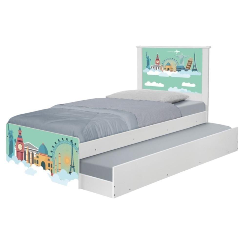 Bi Cama Juvenil Zap Com Cabeceira Mundo Viagens - 1
